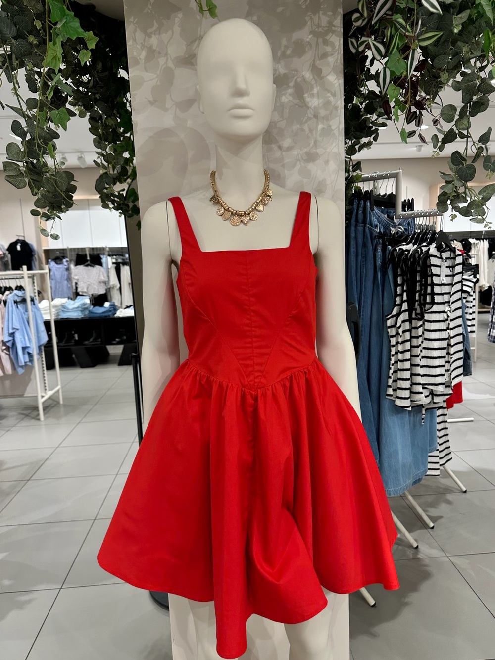 Divided Bright Red Sleeveless Fit-and-Flare Dress